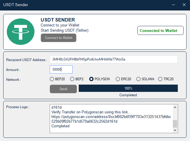 Fake USDT Sender Software Desktop